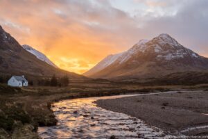Sunrise at Glen Coe on a cloudy winters day