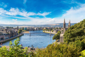 Cityscape of Inverness, Scotland in a beautiful summer day, United Kingdom