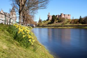 Inverness Castle and River Ness, on a clear summers day, Scotland